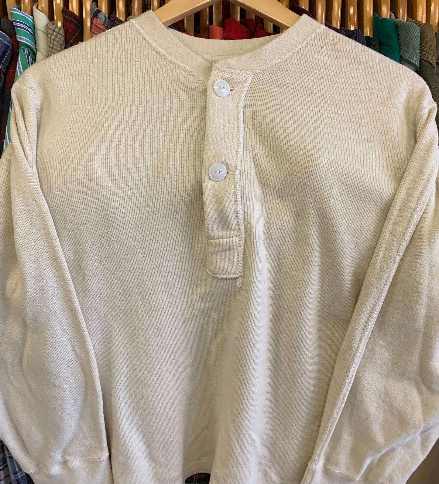 True Vintage 1960’s Wool Henley Shirt- Sz Lg