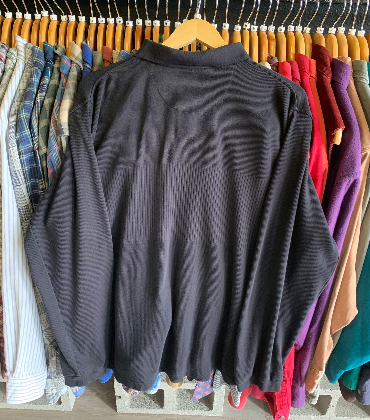 Vintage 90’s Perry Ellis Knit Longsleeve Polo Shirt- Sz Lg