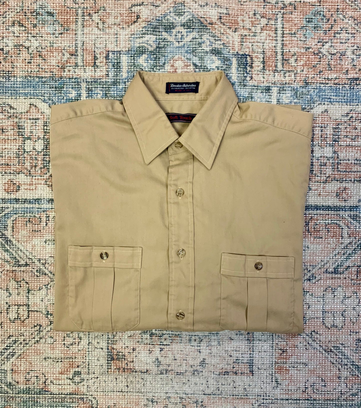Vintage Doeskin Garbandine Button Down Shirt- Sz Med