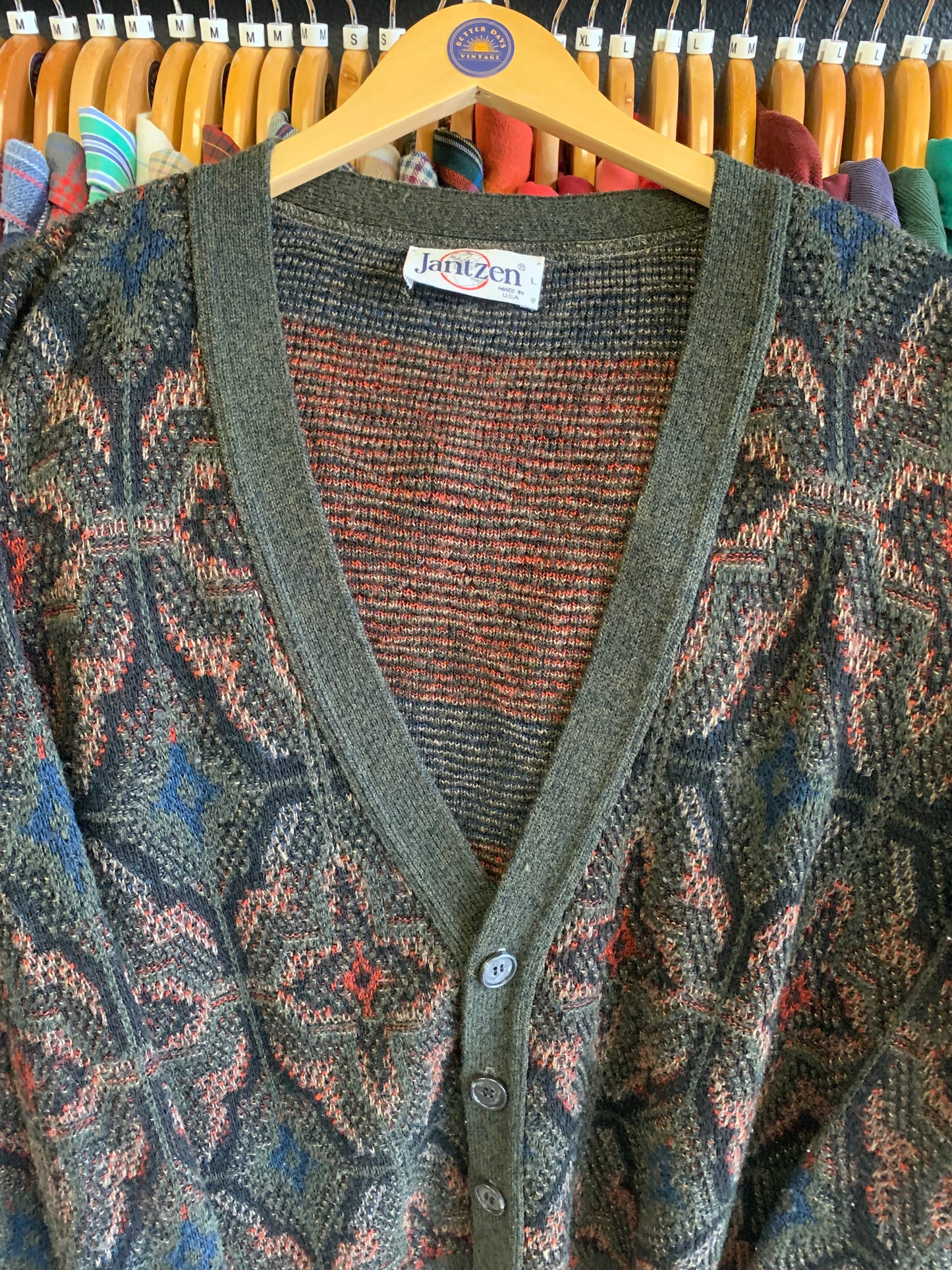 Vintage 80’s Jantzen Brand Cardigan Sweater- Sz Lg