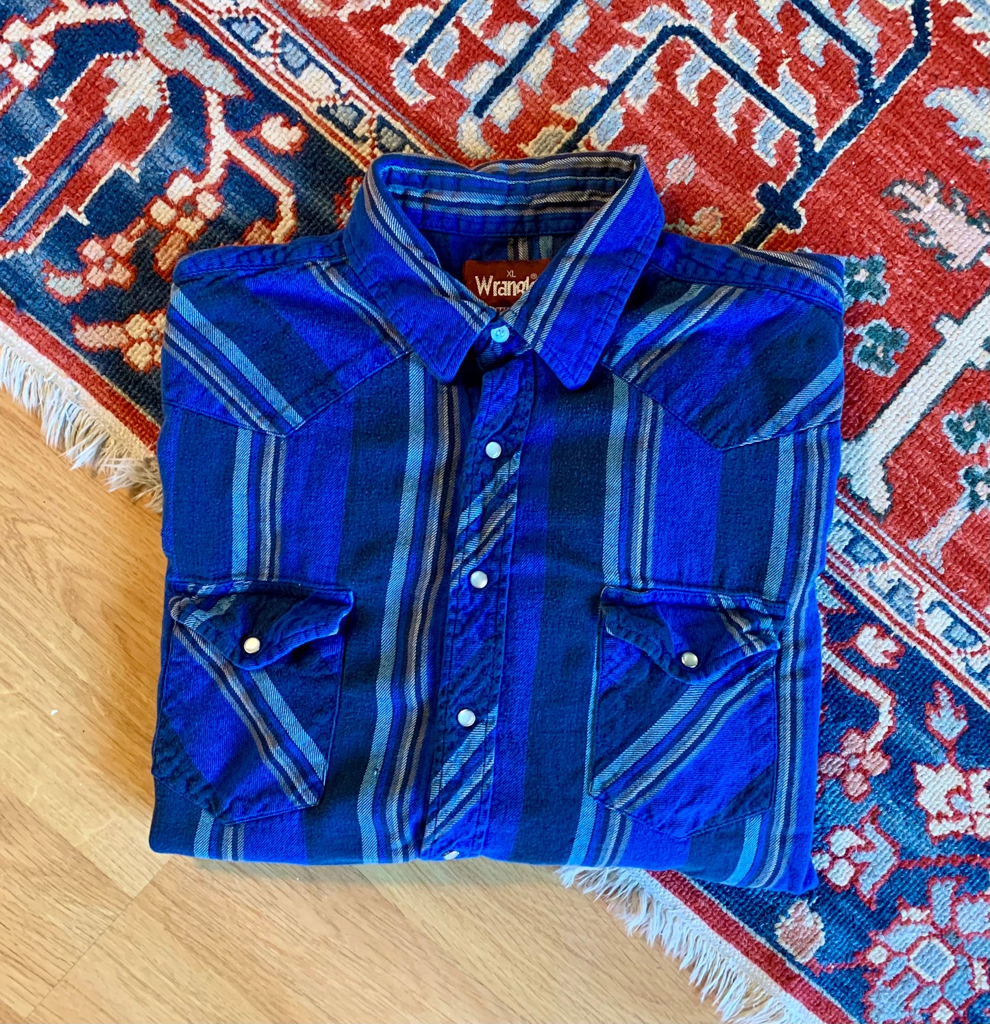 Vintage 90’s Wrangler Pearl Snap Western Flannel Overshirt- Sz Lg