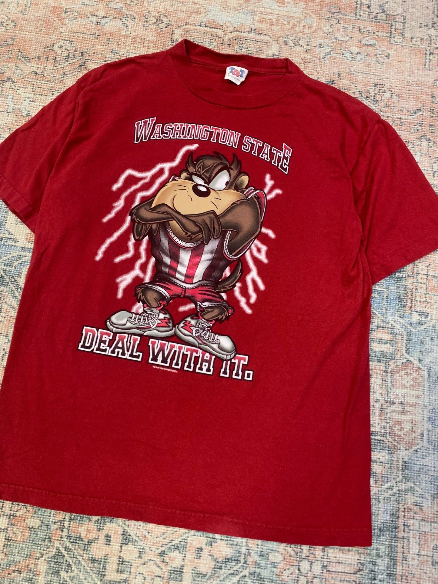 Vintage 90’s Taz x Washington State Cougars Tee- Sz Lg