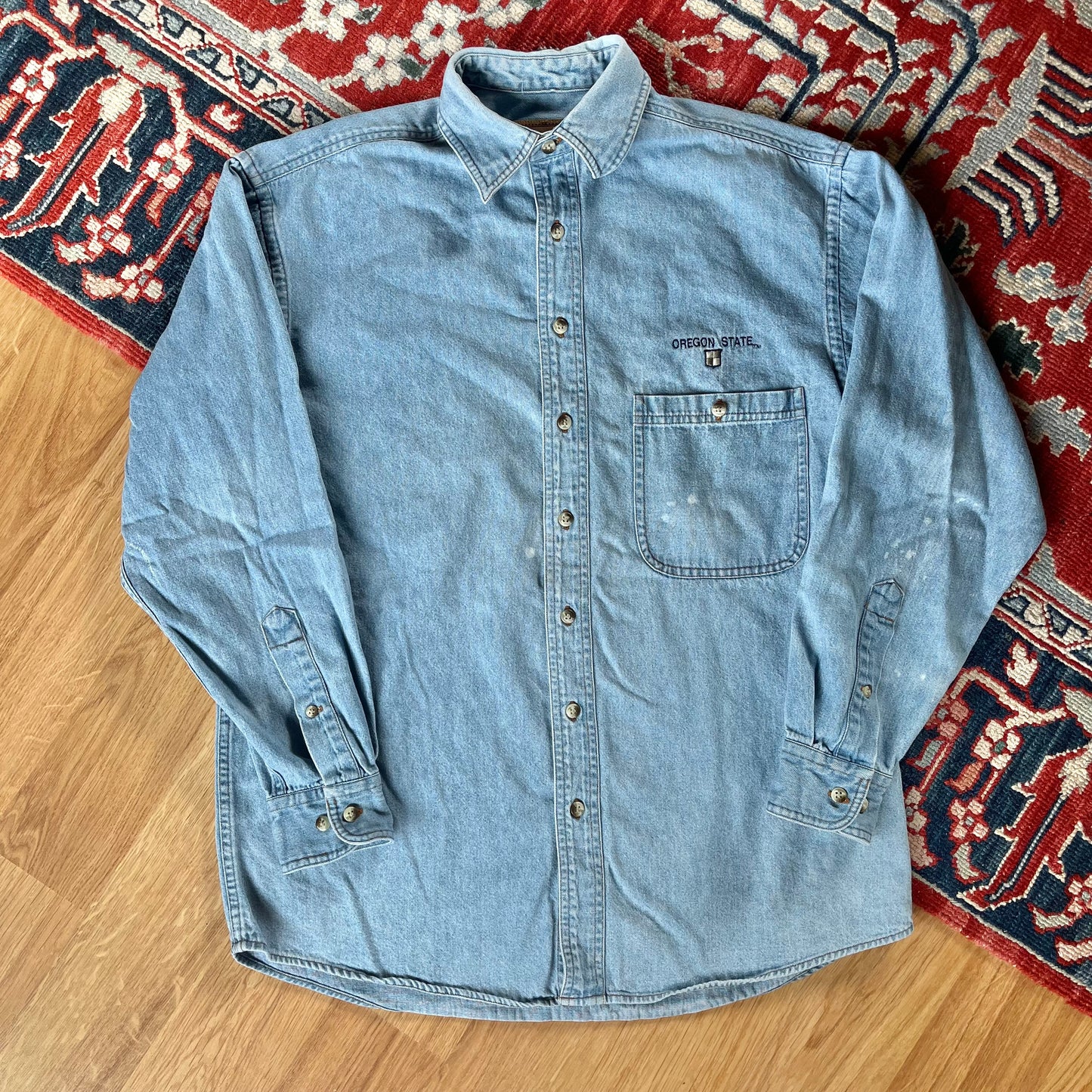Vintage 90’s Oregon State Denim Overshirt- Sz Sm