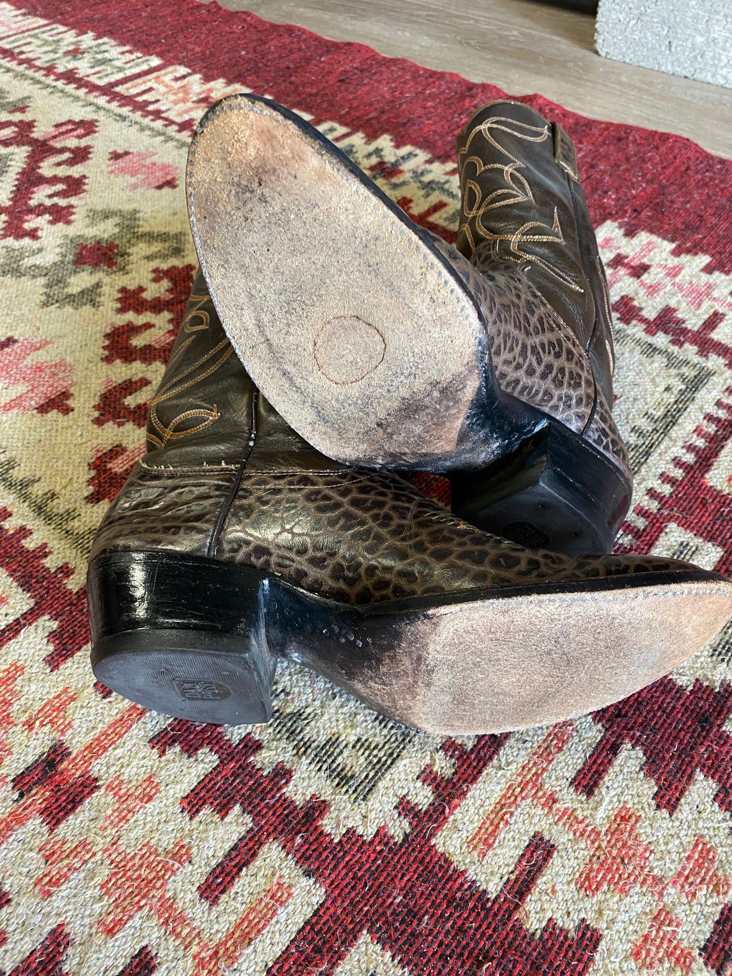 Vintage Exotic Caribou Leather Western Cowboy Boots- Sz 8M
