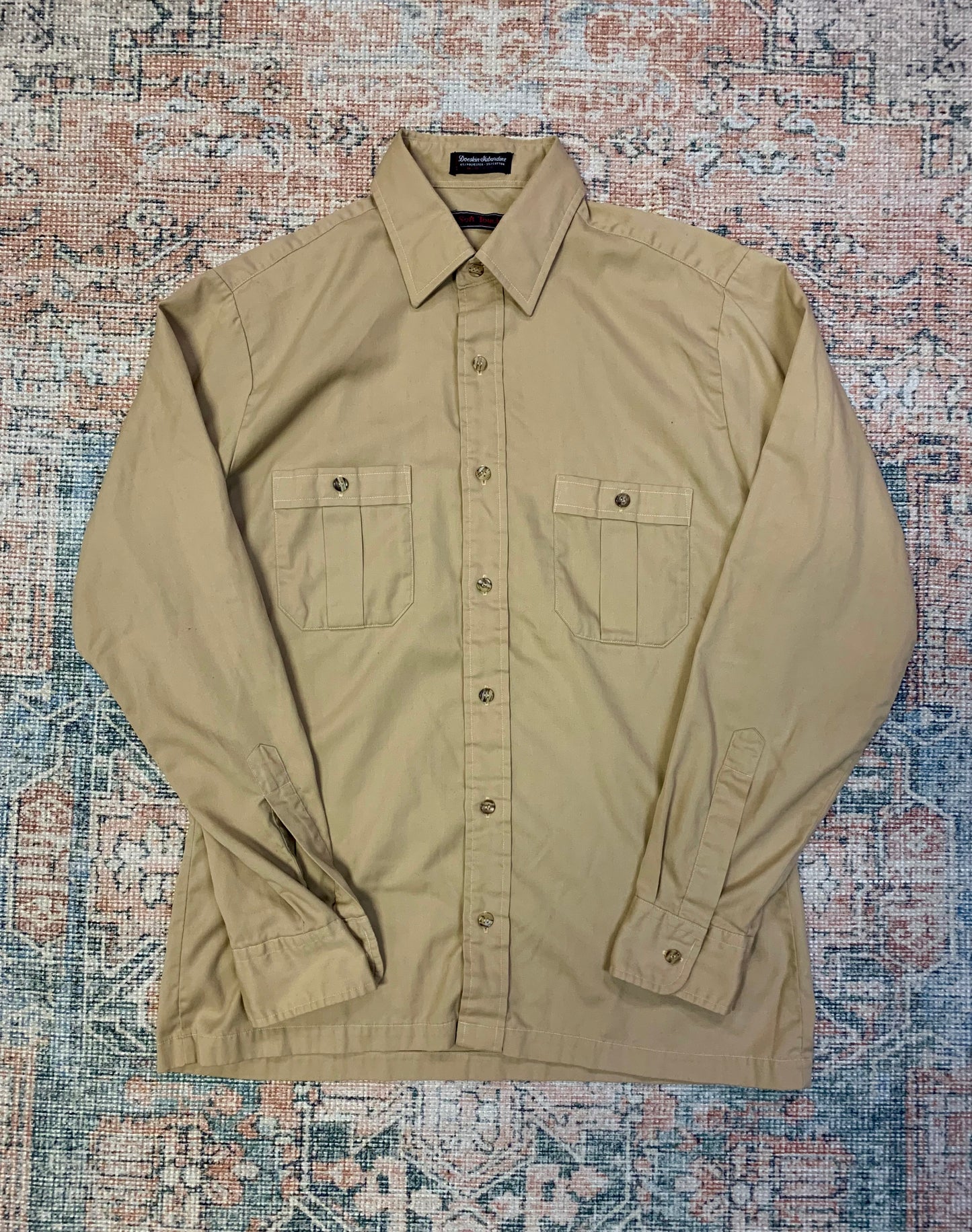 Vintage Doeskin Garbandine Button Down Shirt- Sz Med