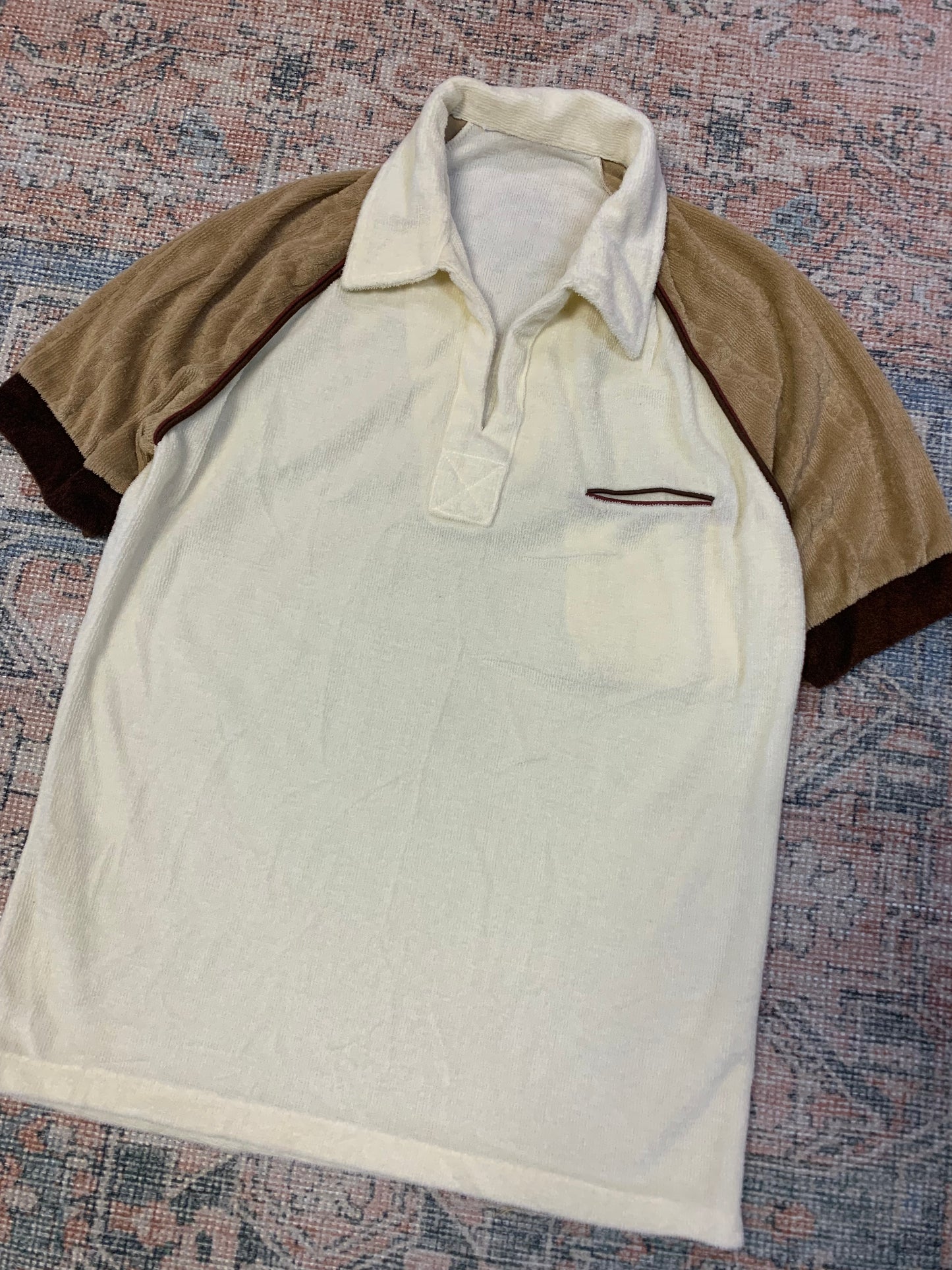 Vintage 1970’s Terry Cloth Polo Shirt- Sz Sm