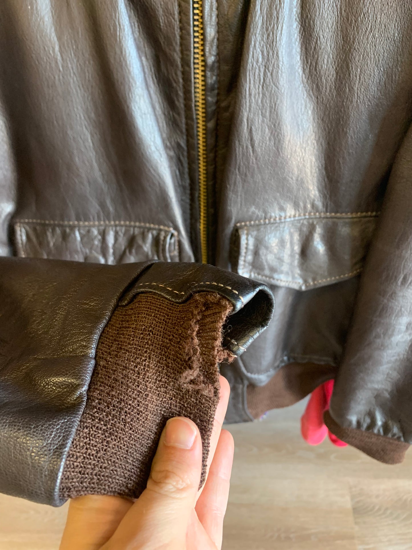 True Vintage 1960’s LL Bean Leather Aviator Bomber Jacket- Sz Lg