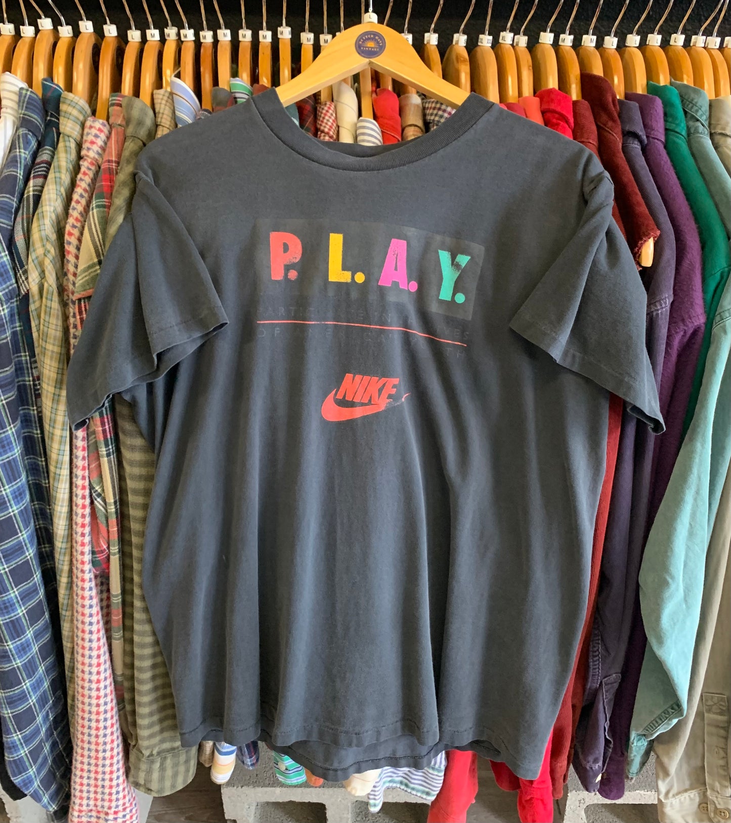 Vintage Early 90’s Faded Black Nike Tee- Sz Lg
