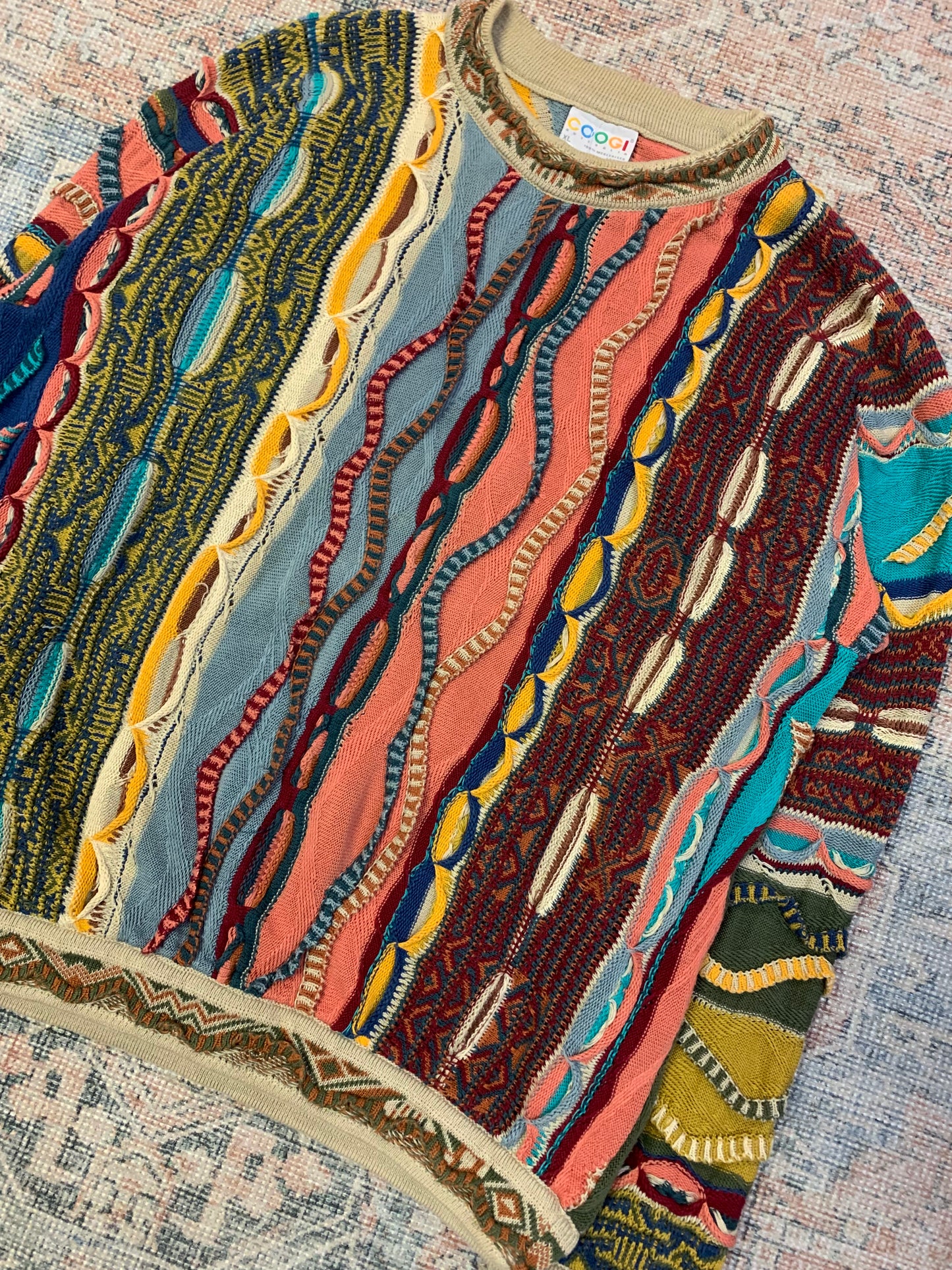 Vintage 90’s Coogi Australia Designer Textured 3-D Knit Sweater- Sz XL