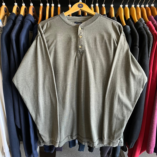 Vintage Earth Tone Henley Long Sleeve Shirt- Sz XL