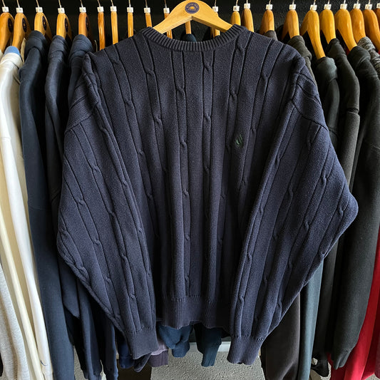 Vintage Cable Knit Nautica Cotton Sweater- Sz Lg