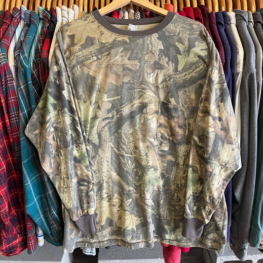 Vintage 80’s Camo Print Long Sleeve Hunting Tee- Sz XL