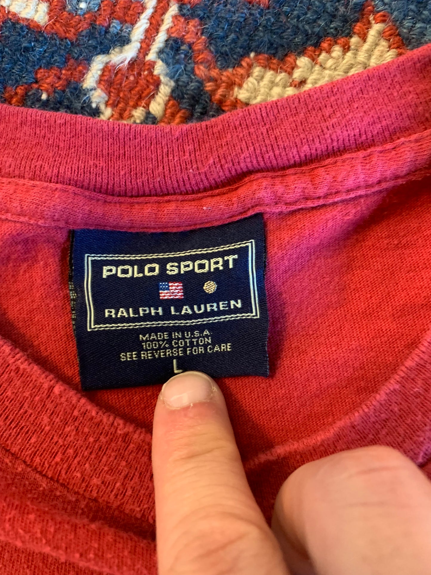 Vintage Polo Sportsman Ralph Lauren USA Made Tee- Sz Lg