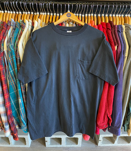 Vintage Early 90’s Black Pocket Tee- Sz 2XL