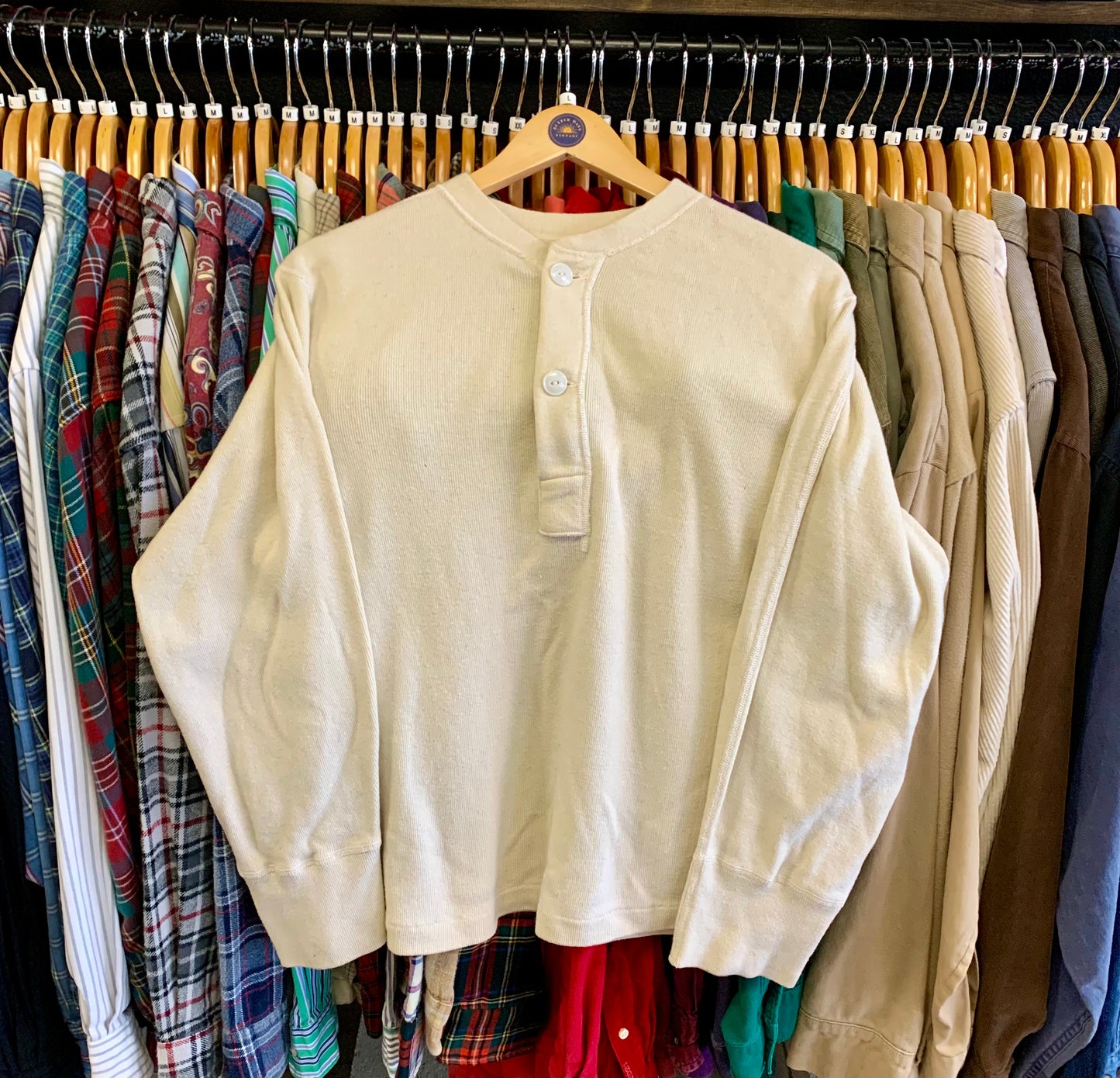 True Vintage 1960’s Wool Henley Shirt- Sz Lg