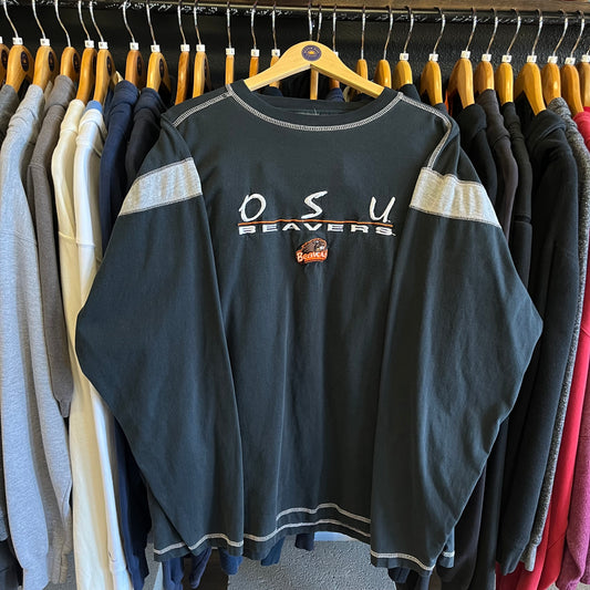 Vintage Oregon State University Color Block Long Sleeve Tee- Sz XL