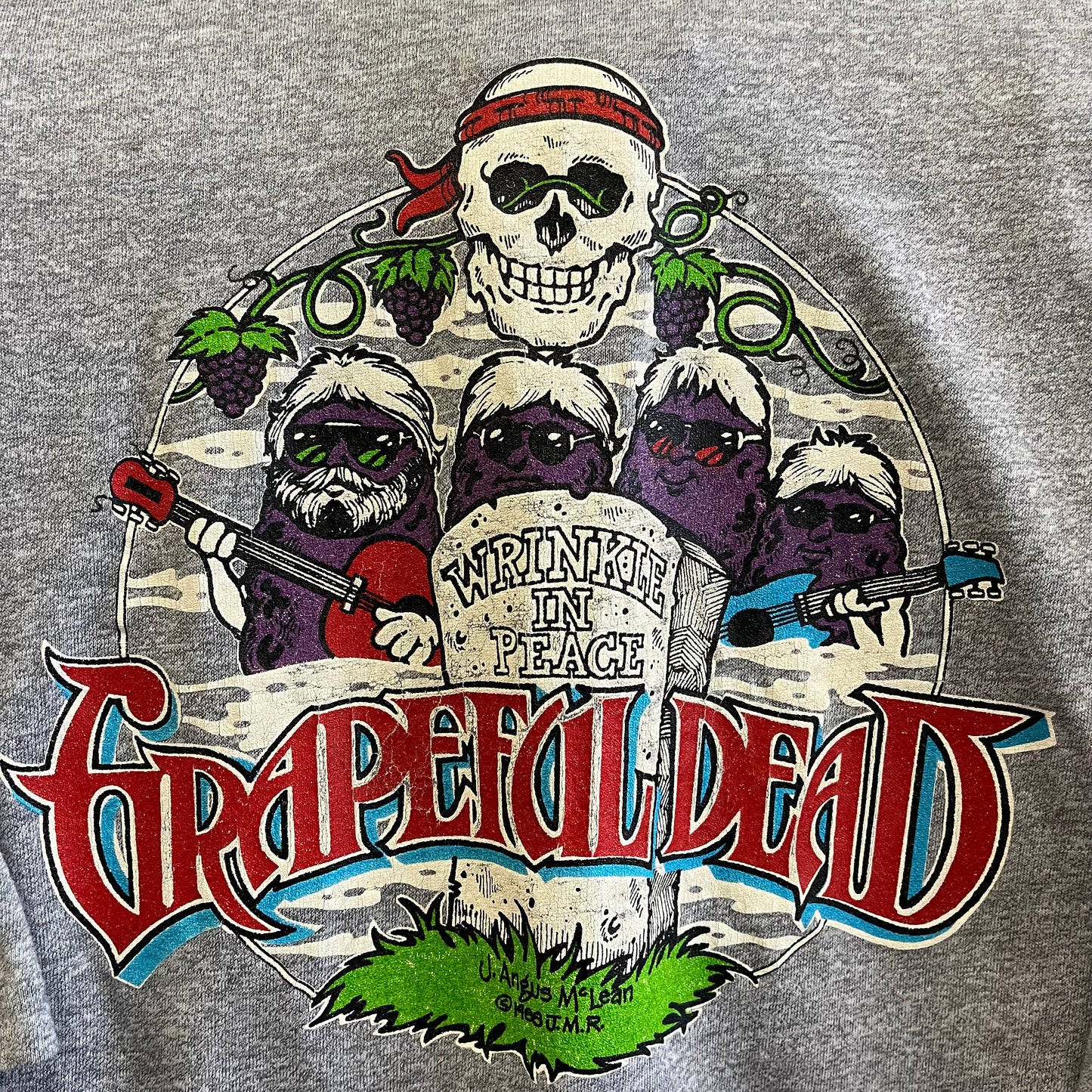 Vintage 80’s Bootleg Grateful Dead Band “Grapeful Dead” Parody Tee- Sz XL
