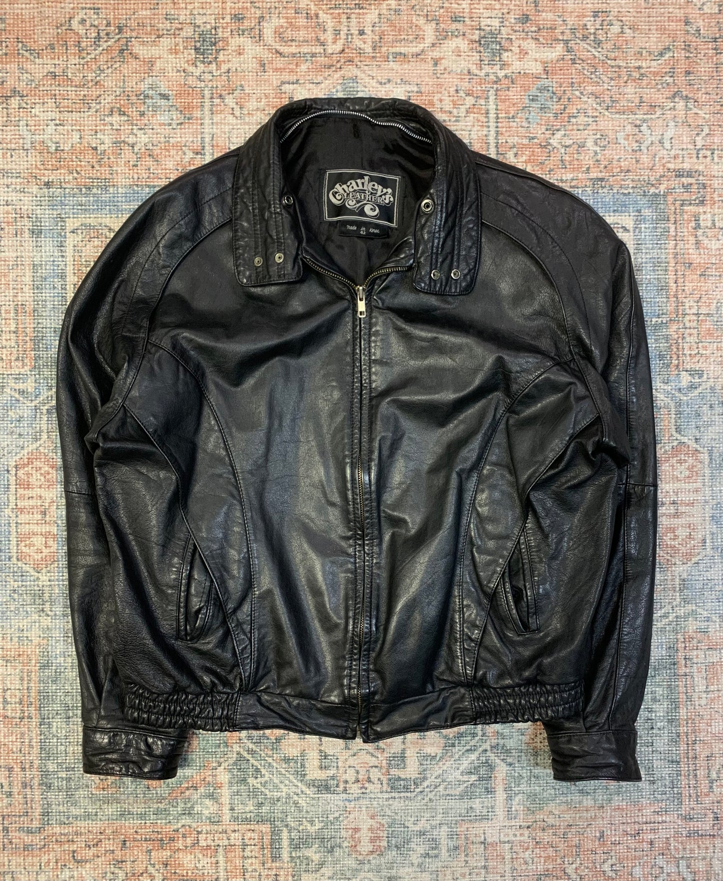 Vintage 80’s Leather Biker Jacket- Sz Med