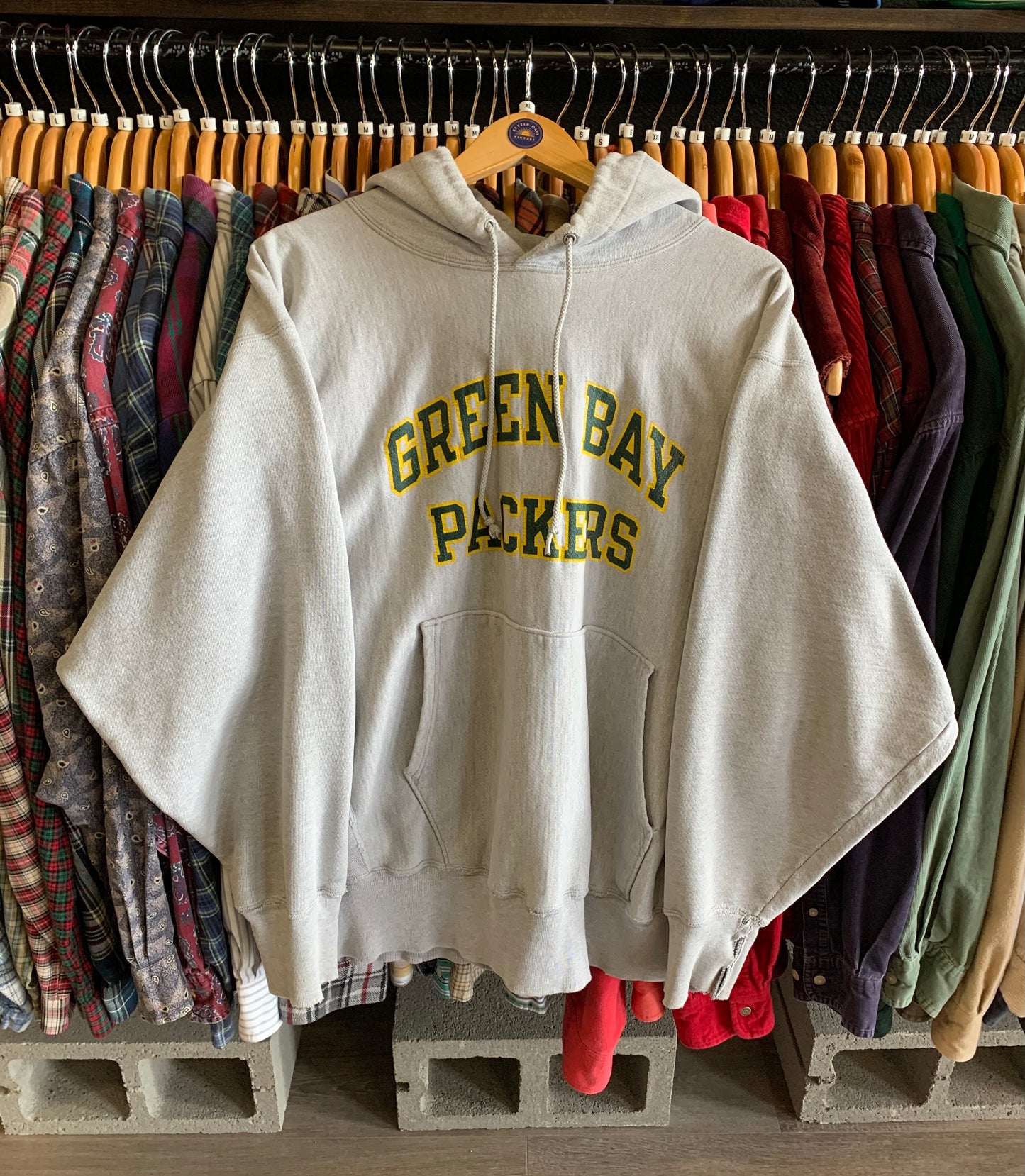 Vintage Green Bay Packers Champion Reverse Weave Hoodie- Sz XL