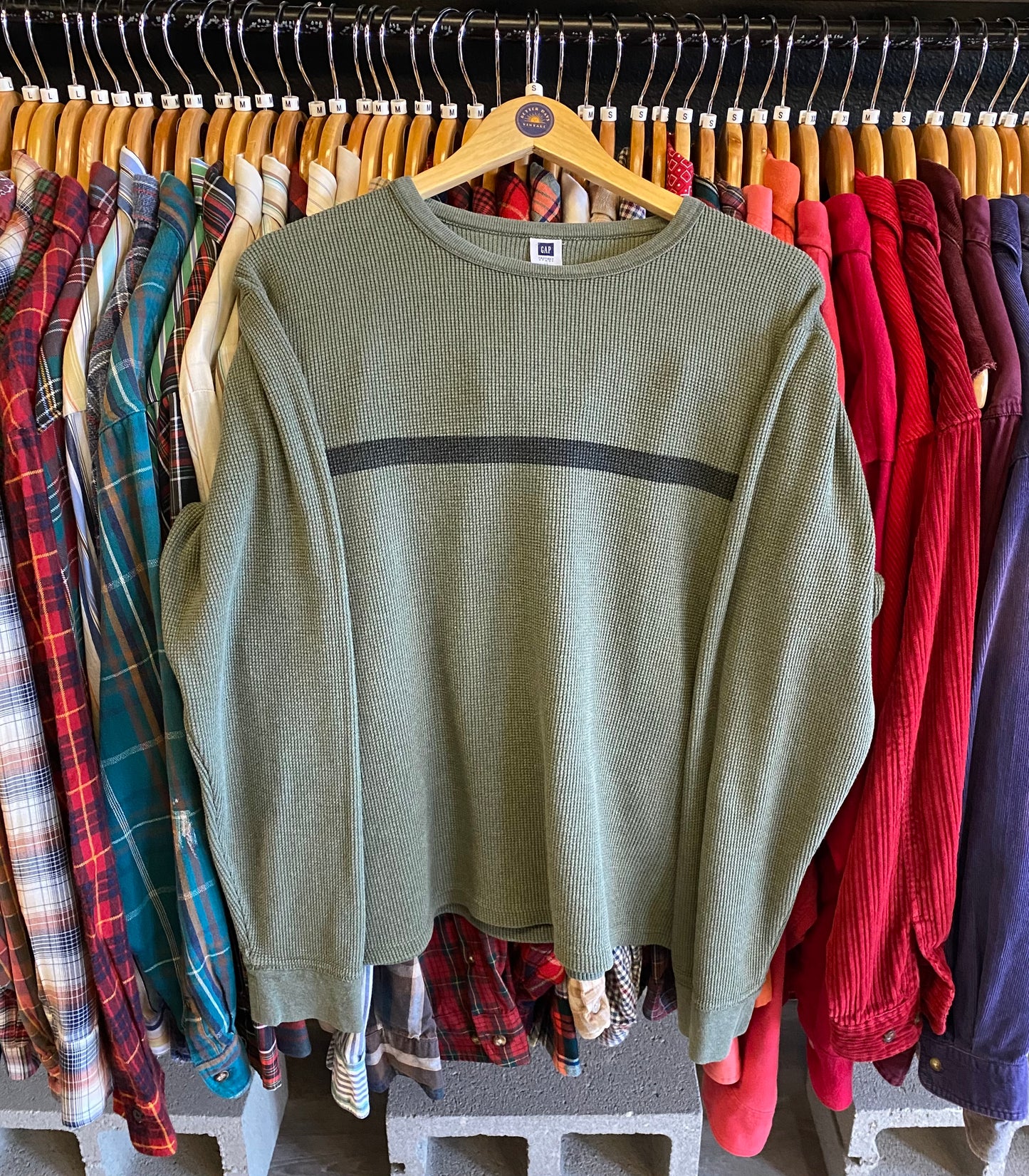 Vintage Gap Striped Waffle Knit Thermal Shirt- Sz Med