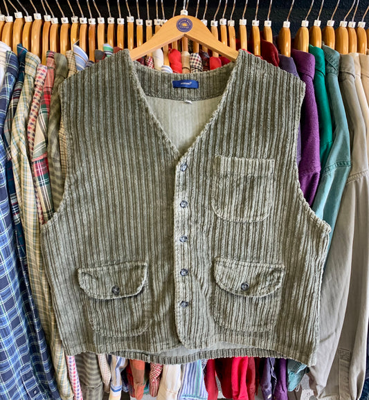 Vintage 90’s Earth Tone Corduroy Vest- Sz Med