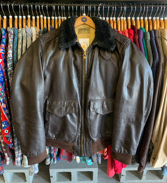True Vintage 1960’s LL Bean Leather Aviator Bomber Jacket- Sz Lg