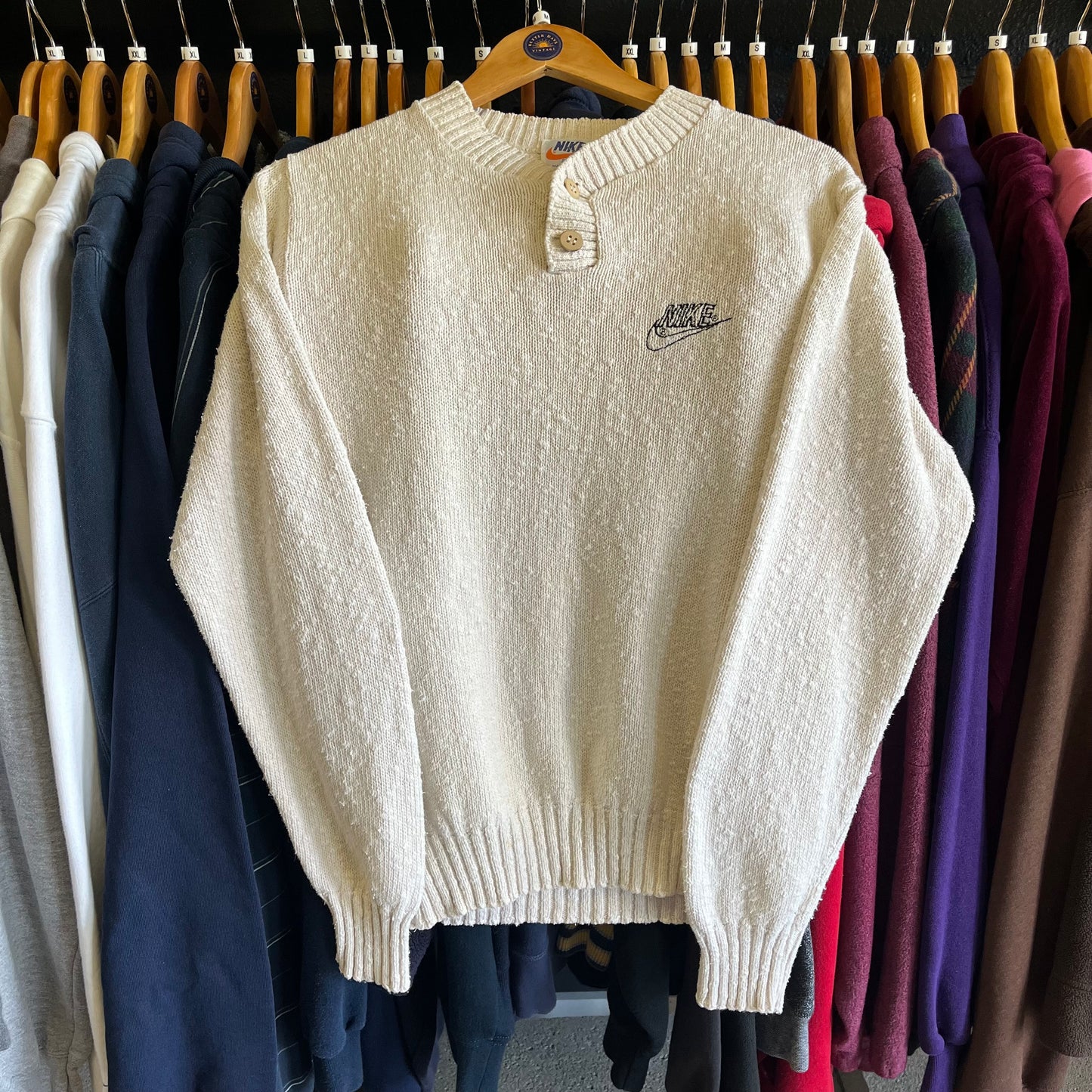 Vintage 1970’s Nike Henley Sweater- Sz Med