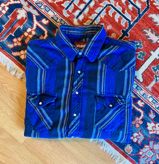 Vintage 90’s Wrangler Pearl Snap Western Flannel Overshirt- Sz Lg