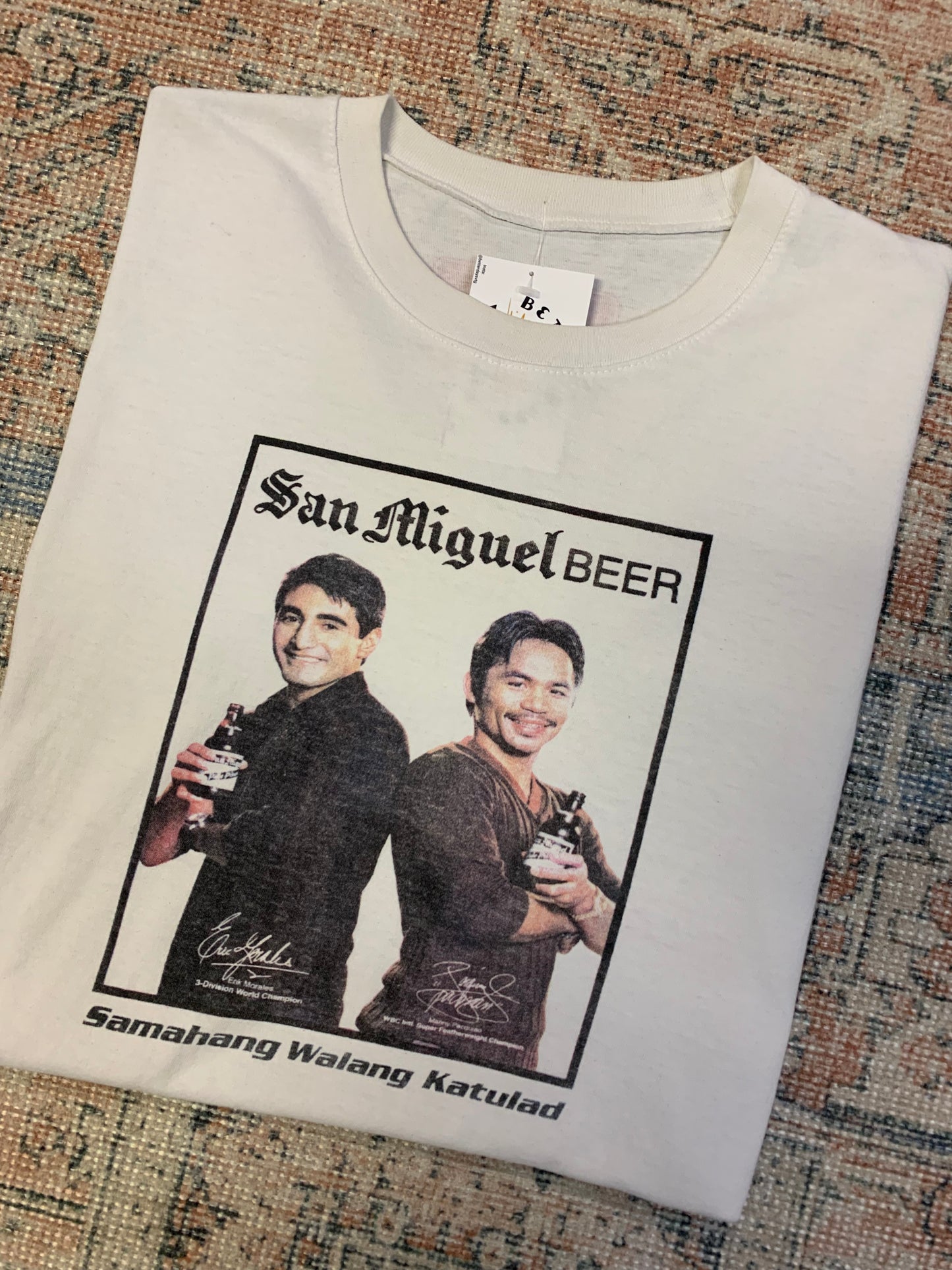 Vintage Manny Pacquiao x Erik Morales Beer Ad Tee- Sz Lg