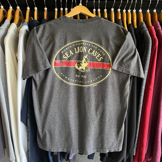 Vintage USA Made Oregon Coast Sea Lion Caves Tee- Sz Lg