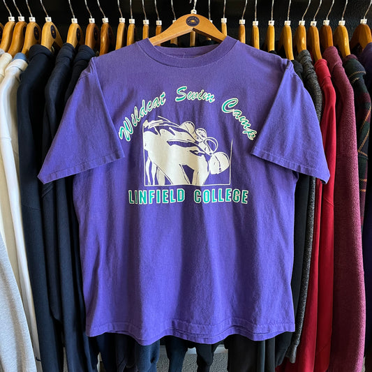 Vintage 90’s Linfield College Swim Team Tee- Sz Med