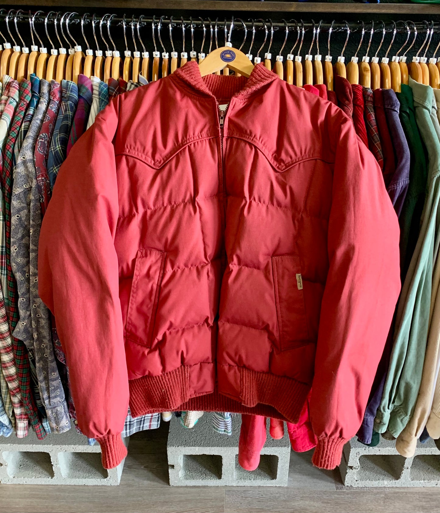 Vintage Down Fill Puffer Bomber Jacket- Sz Lg