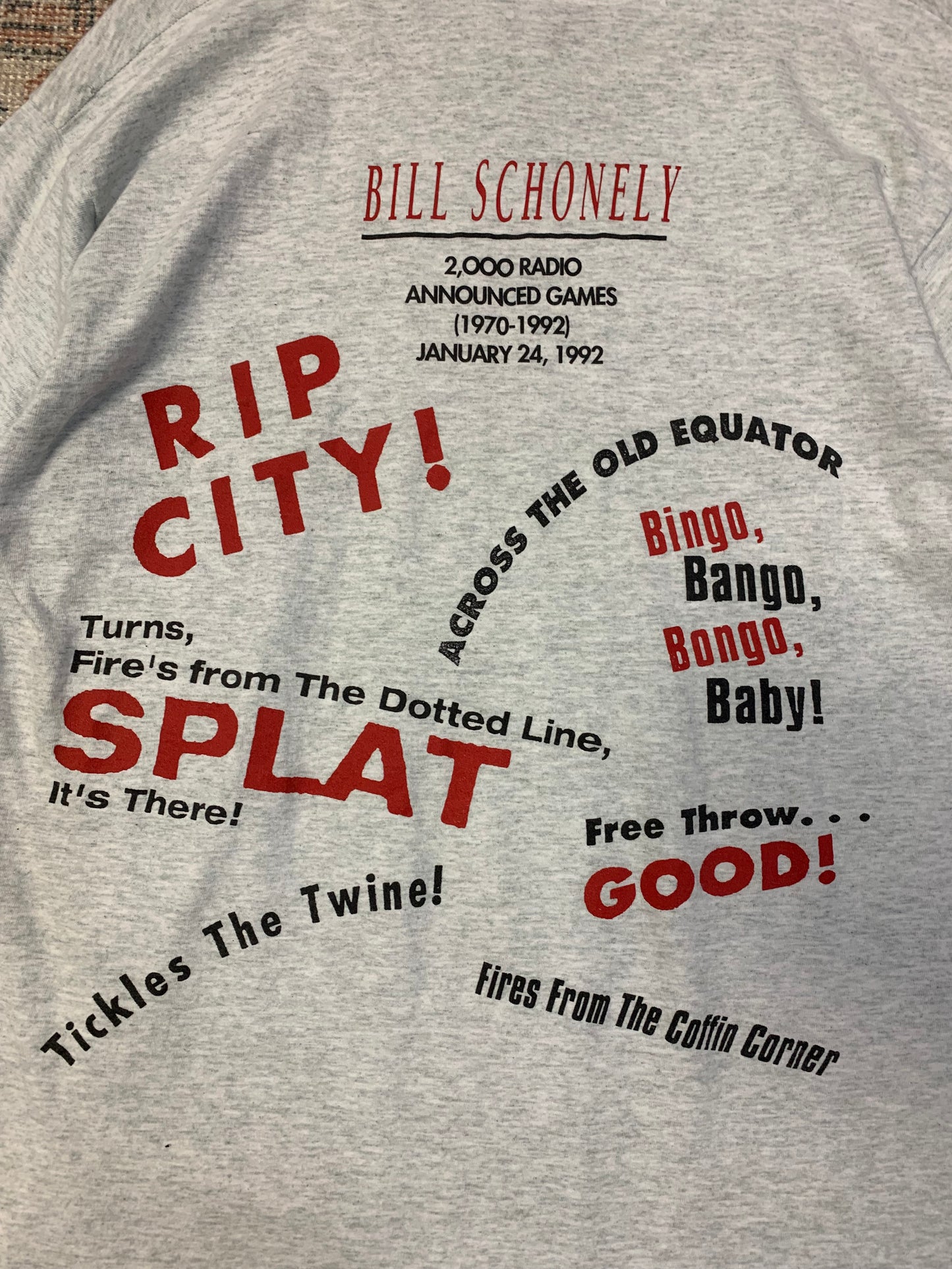 Vintage 90’s Blazers Bill Schonely Radio Announcer Tee- Sz Lg