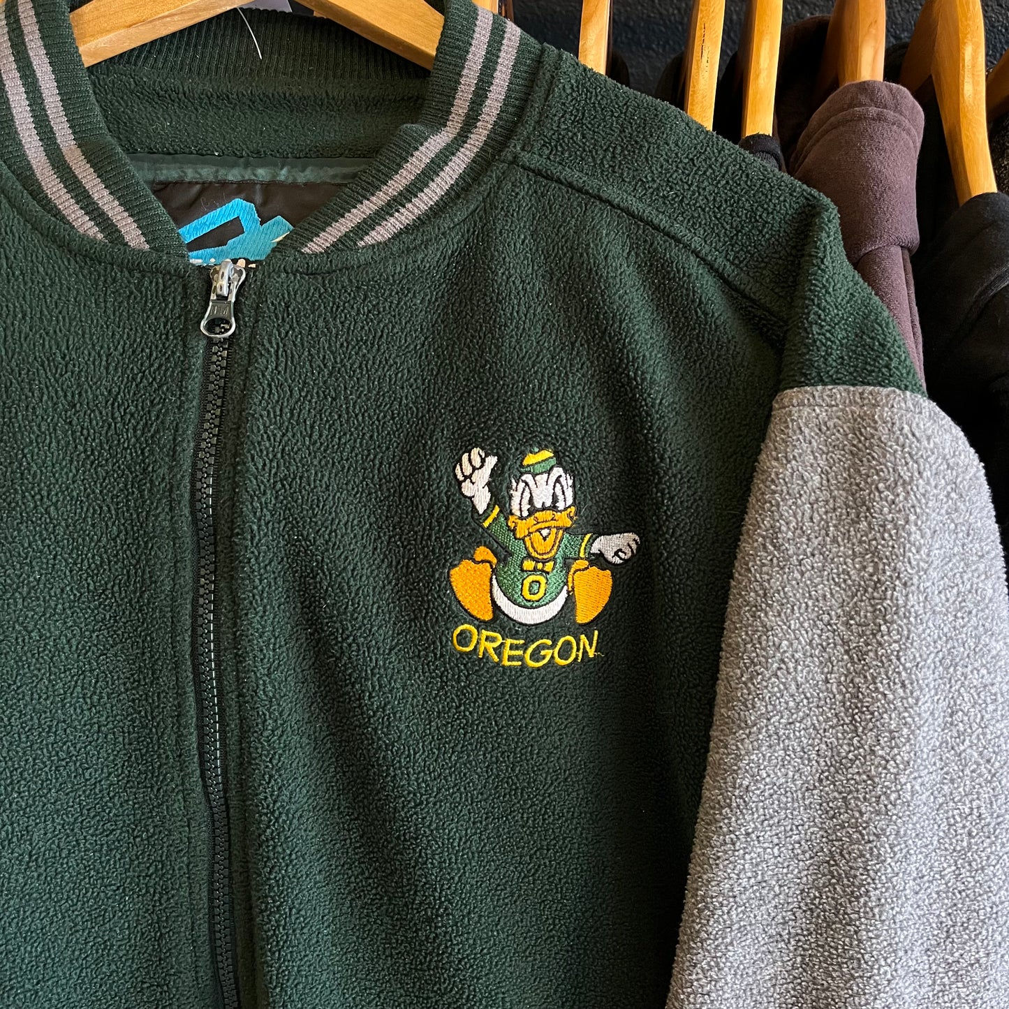Vintage Oregon Ducks Fleece Bomber Jacket- Sz Med