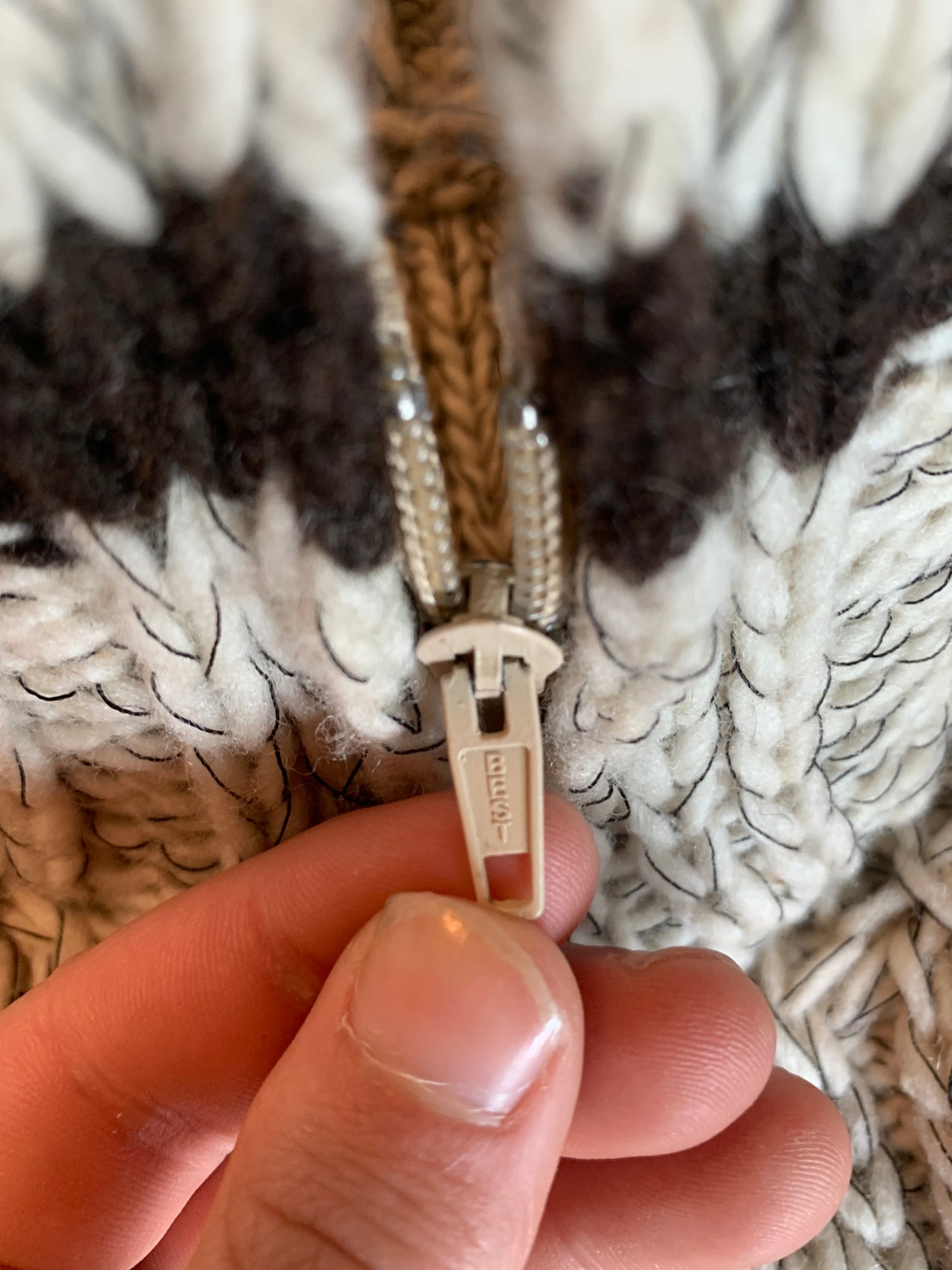 Vintage 1970’s Handmade Full Zip Wool Cowichan Sweater- Sz Med