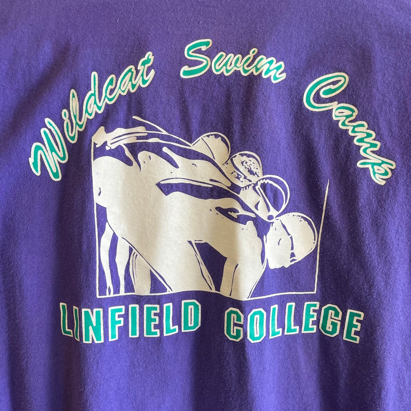 Vintage 90’s Linfield College Swim Team Tee- Sz Med