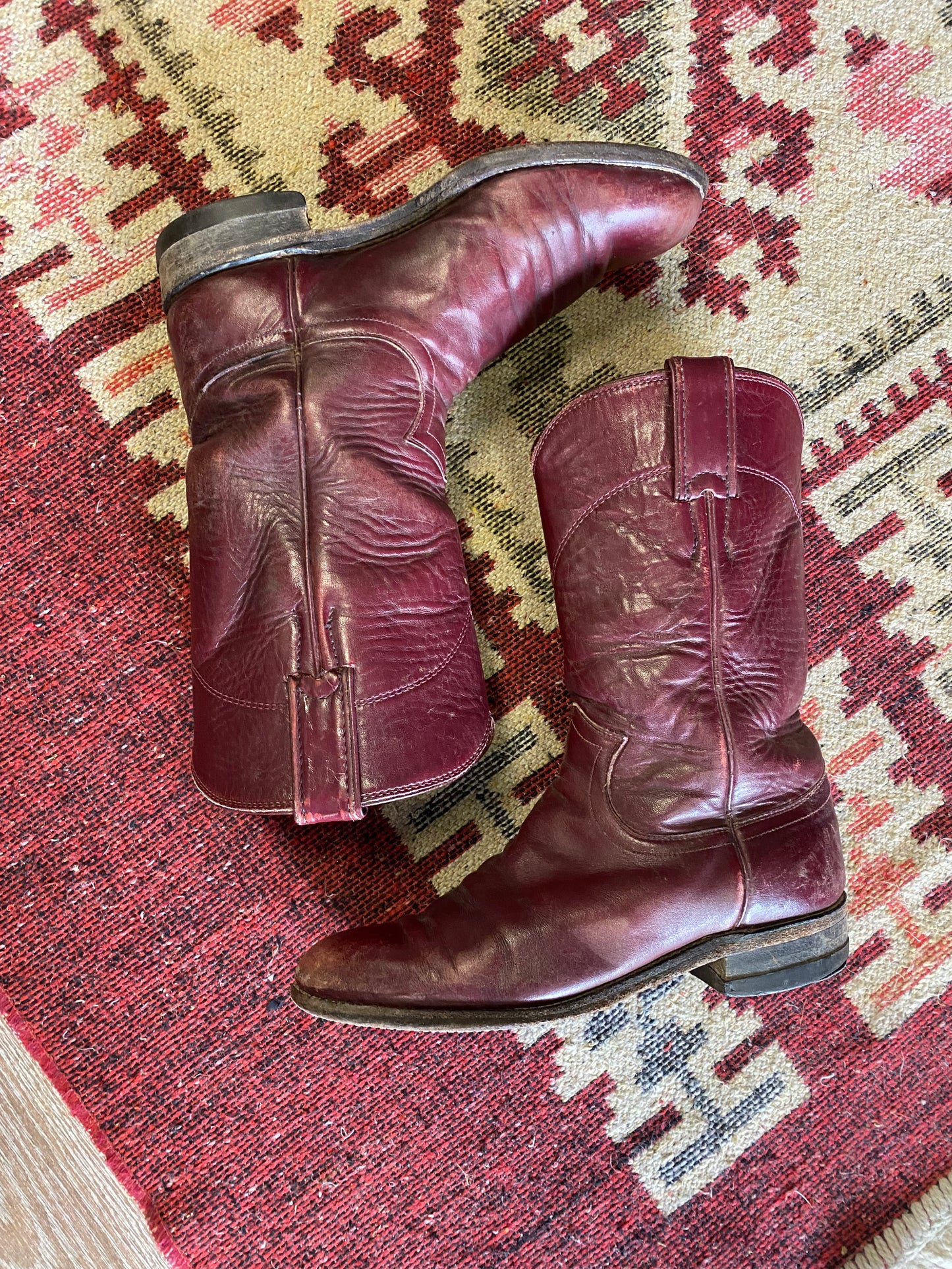 Vintage Justin Brand USA Made Leather Western Boots- Sz 7 W
