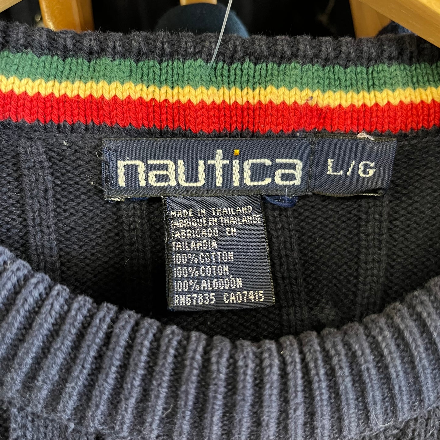 Vintage Cable Knit Nautica Cotton Sweater- Sz Lg