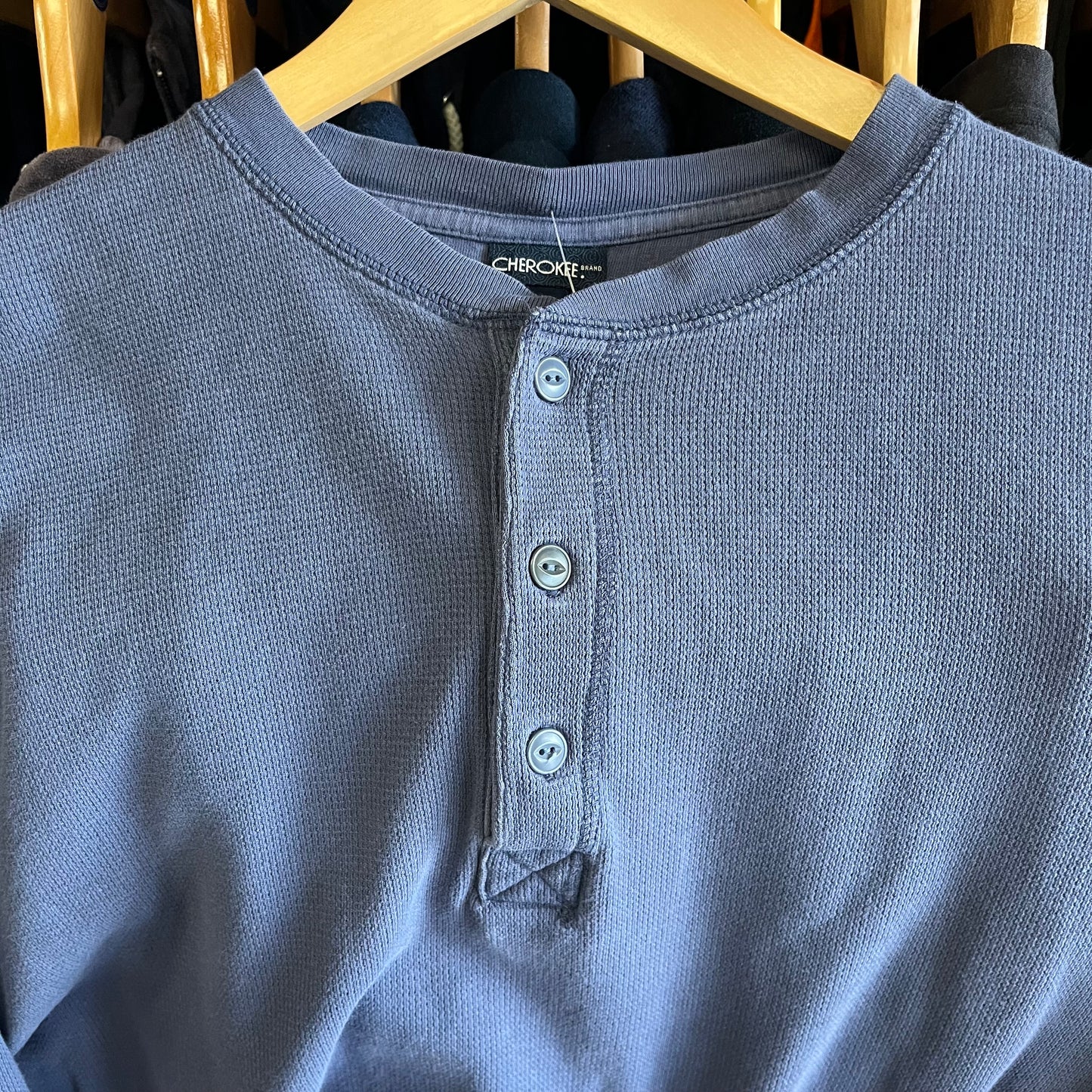 Vintage Waffle Knit Henley Shirt- Sz Lg