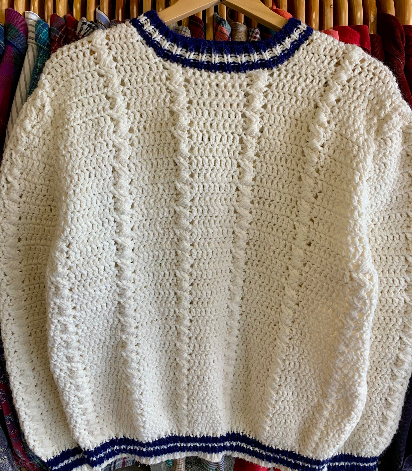 Vintage 70s/80s Handknit Chunky Sweater - Sz Med