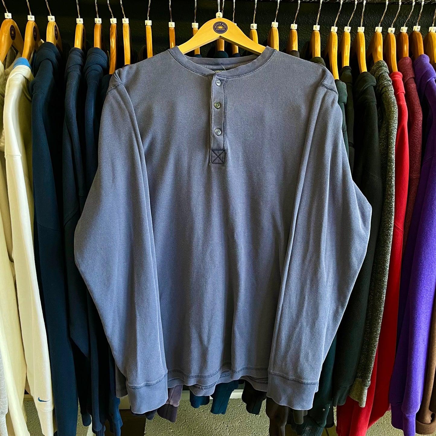 Vintage Waffle Knit Henley Shirt- Sz Lg