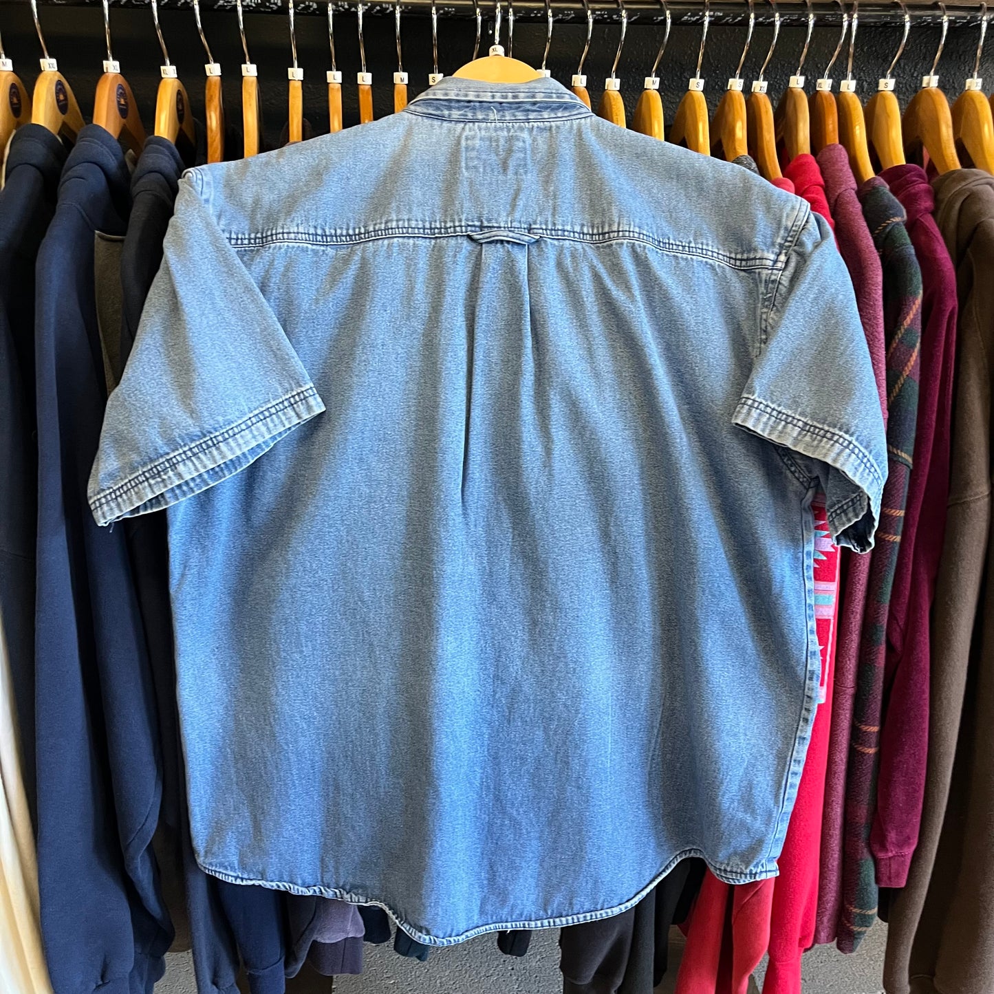 Lightly Distressed Vintage 90’s Denim Shirt- Sz XL