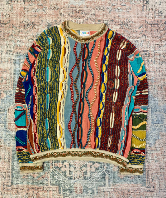 Vintage 90’s Coogi Australia Designer Textured 3-D Knit Sweater- Sz XL