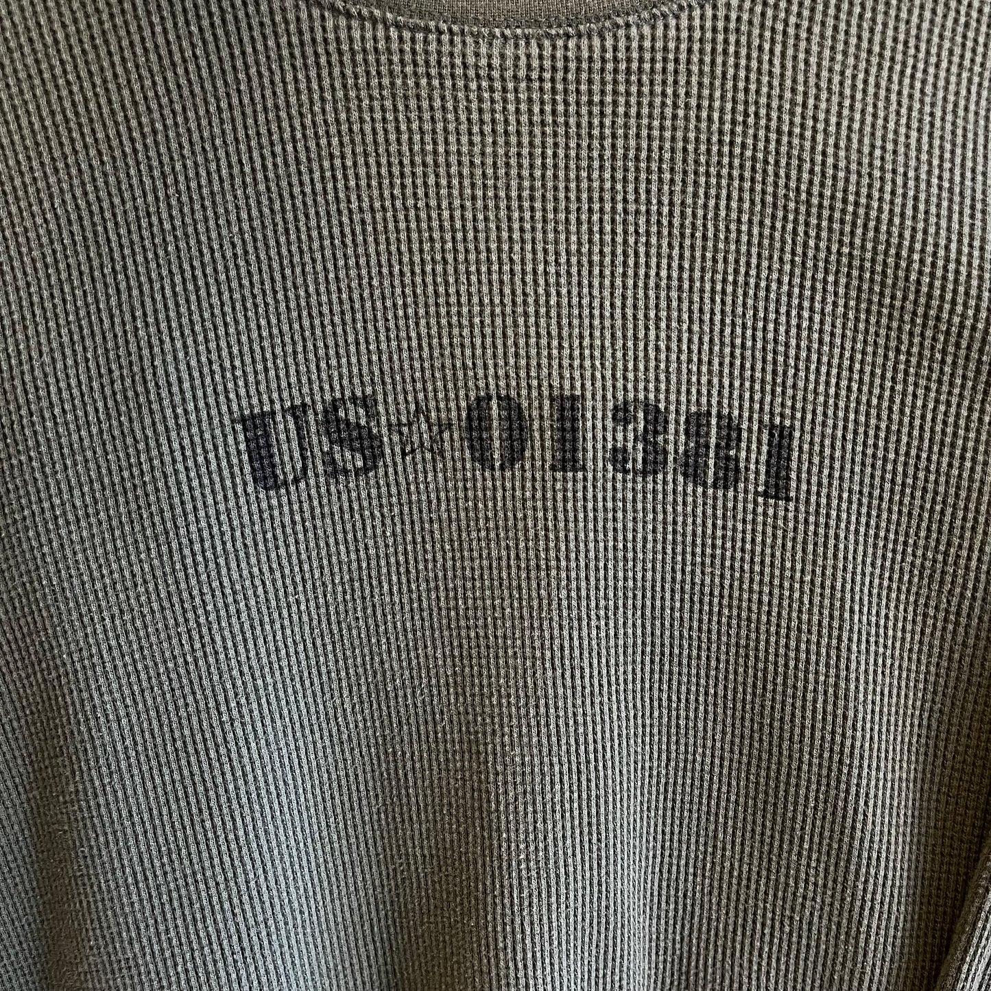 Vintage Y2K Military Inspired Waffle Knit Thermal Shirt- Sz Lg