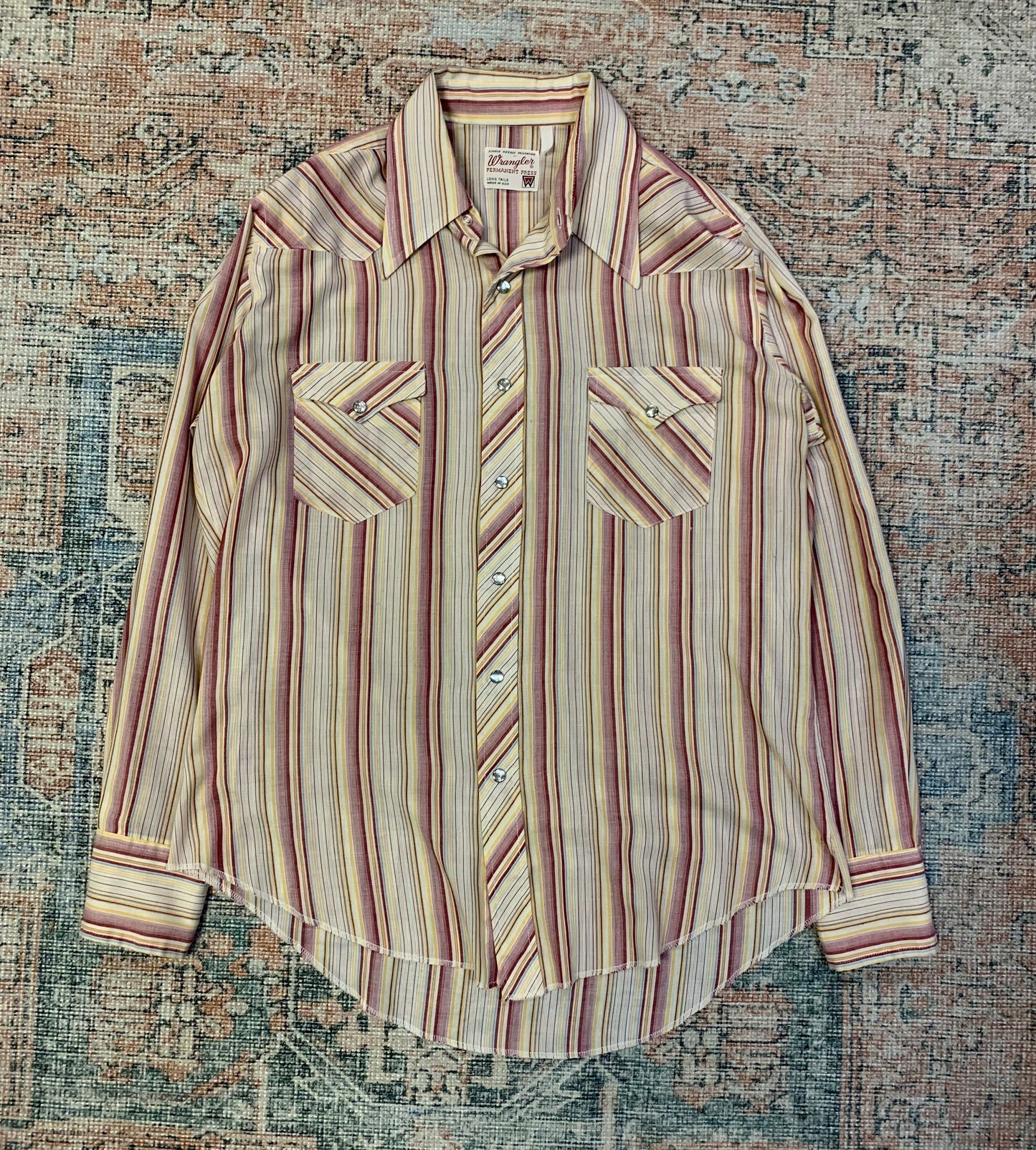 Vintage 70’s Wrangler Pearl Snap Western Shirt- Sz Lg