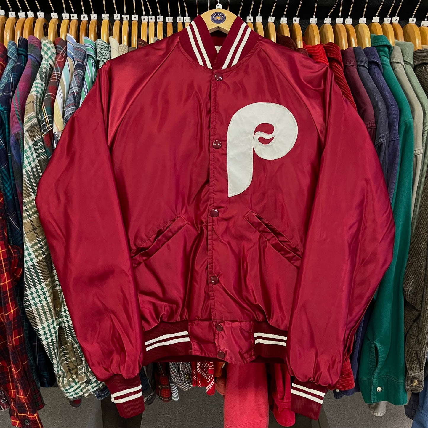 Vintage 80’s Starter Brand Philadelphia Phillies Satin Bomber Jacket- Sz Med
