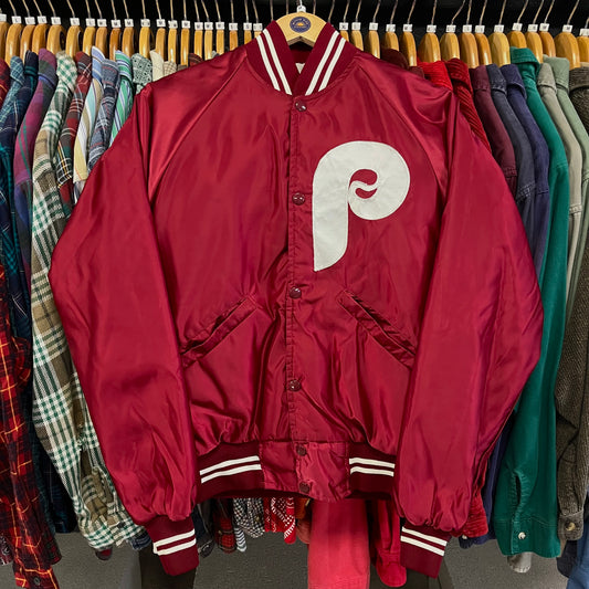 Vintage 80’s Starter Brand Philadelphia Phillies Satin Bomber Jacket- Sz Med