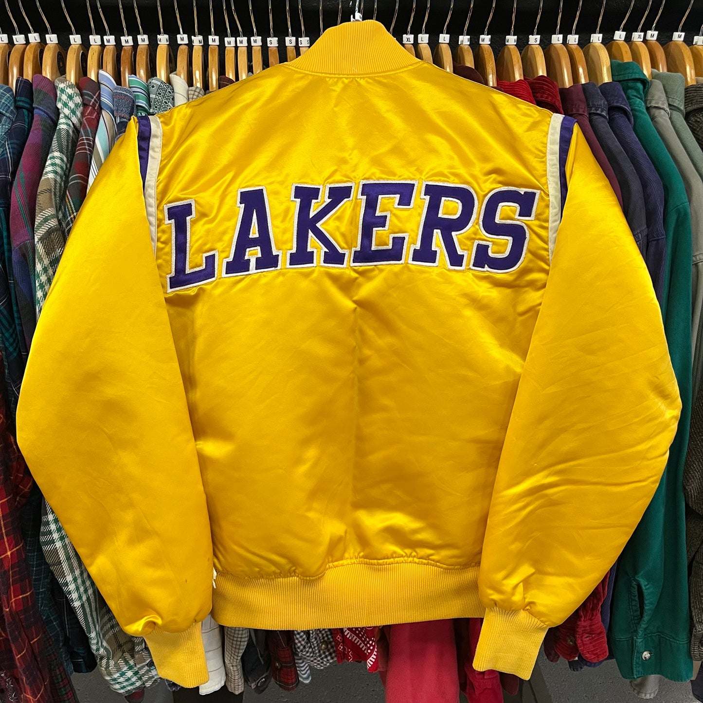 Vintage 80’s Lakers Starter Brand Satin Bomber Jacket- Sz Med