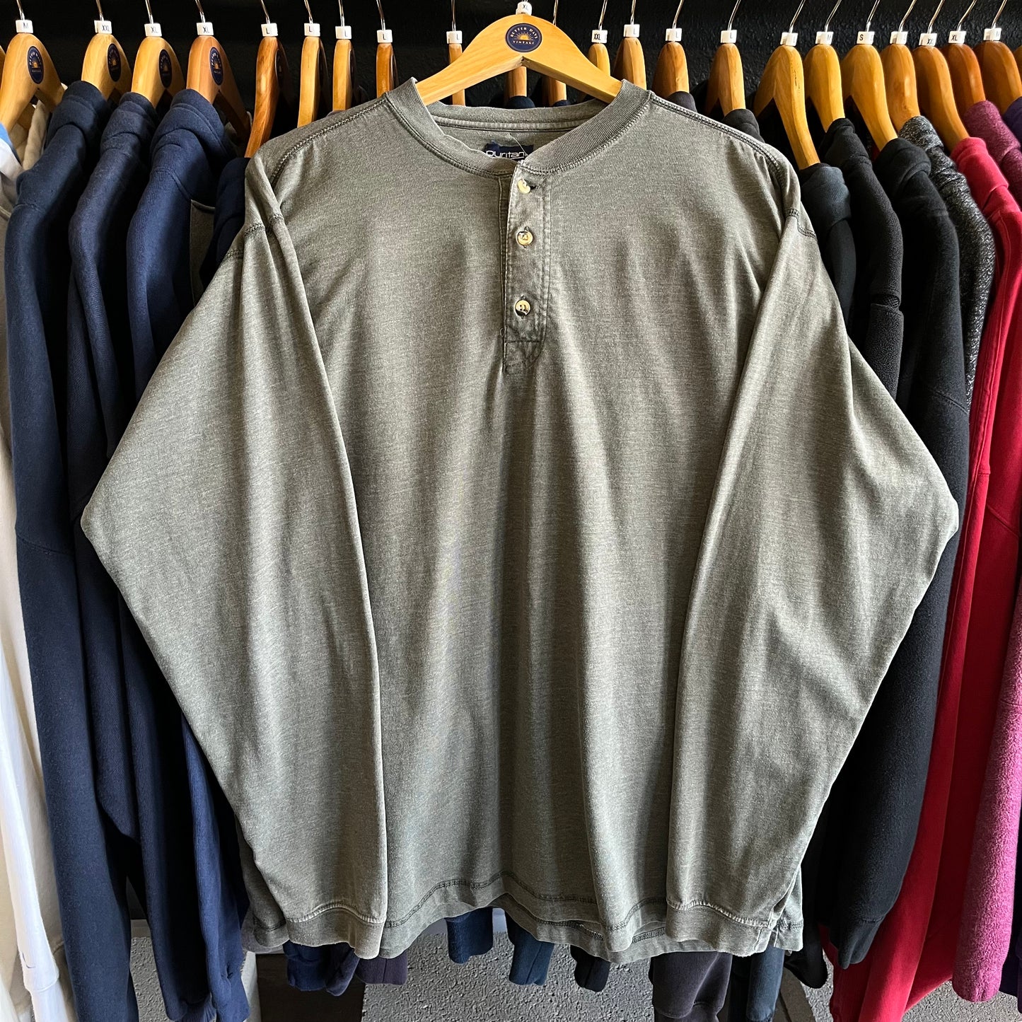 Vintage Earth Tone Henley Long Sleeve Shirt- Sz XL