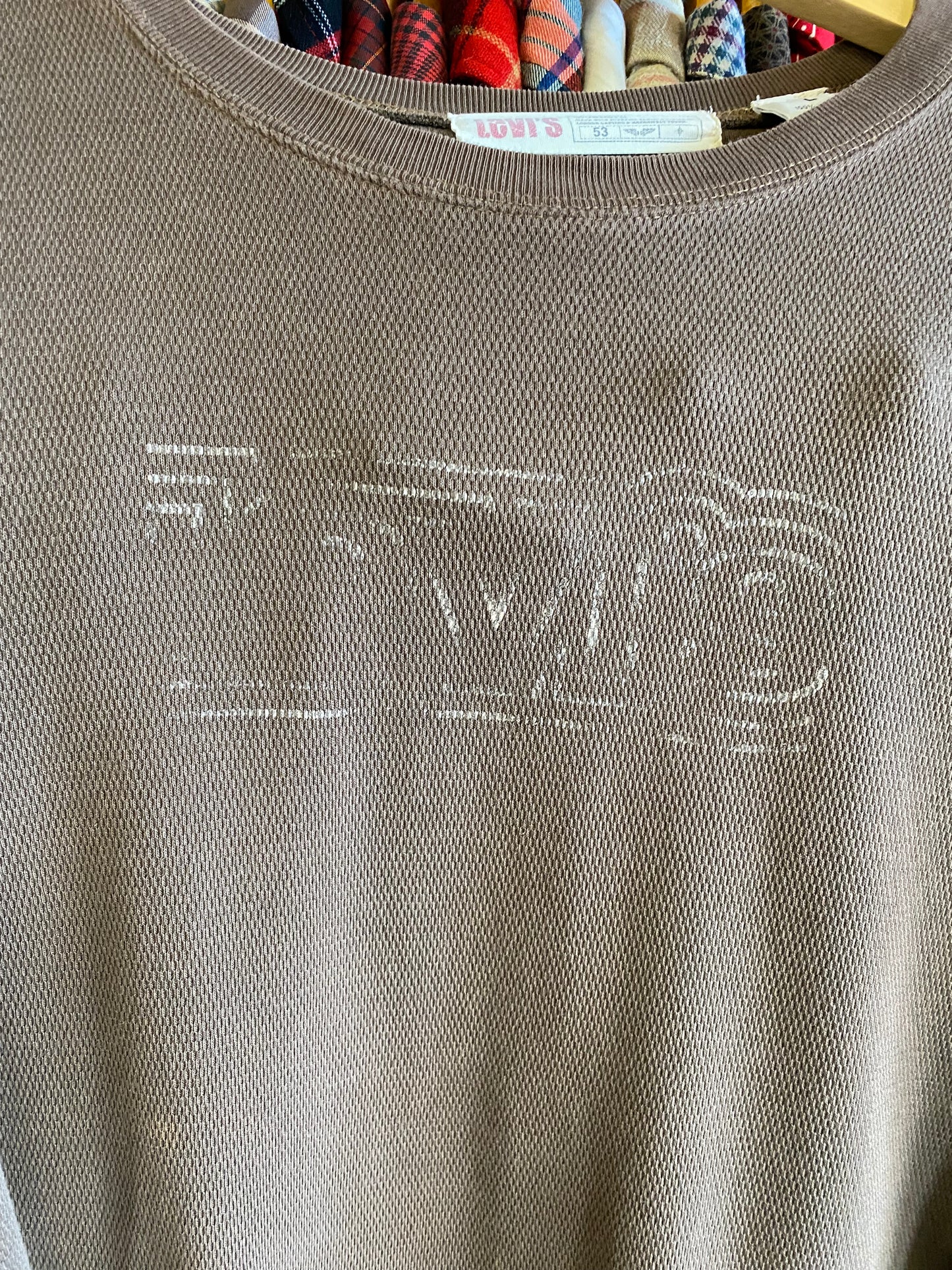 Lightly Distressed Vintage Levi’s Waffle Knit Thermal Shirt- Sz Lg